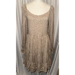 New Altar'd State Dress Size Large Boho Smock Round Neck‎ Long Sleeve Floral